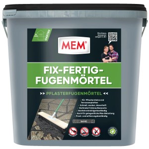Secchio di MEM Fix-Fertig-Fugenmörtel Basalto 12,5 kg per fughe di pavimentazione in giardino.