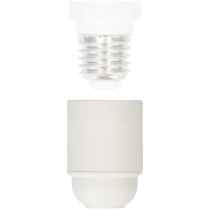 Douille de lampe E27 blanche avec enveloppe lisse et filetage M10 pour installation de lampe.