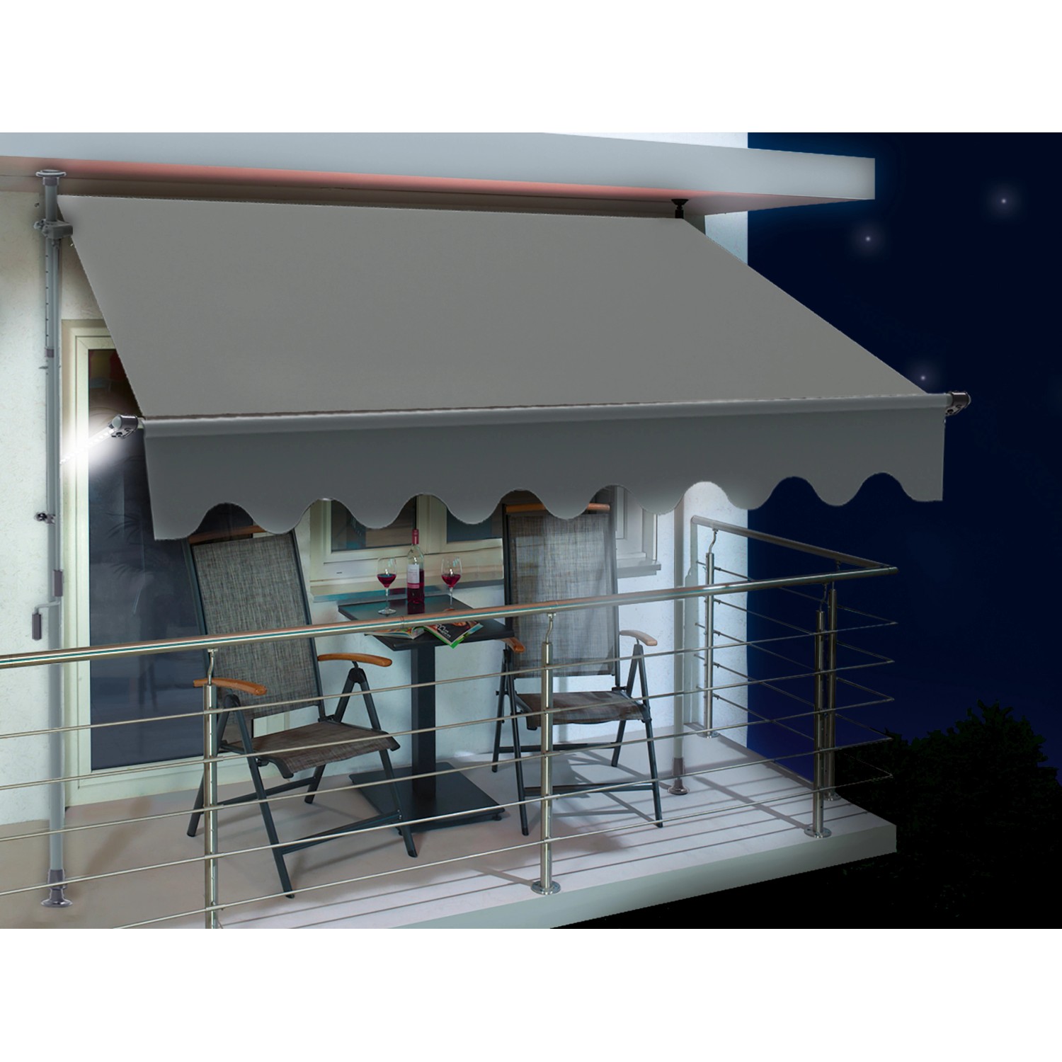 Braccetti Per Tende Da Sole Esterni - Alluminio, Regolabili 0-180°, Per Ringhiere, Grigio, 50 Cm - Foto 7