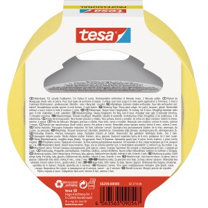 Ruban de masquage Tesa Professional, 50 m x 38 mm, ruban adhésif jaune pour des bords de peinture nets.