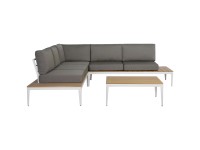 Beliani Lounge-Set Positano 4-Sitzer Aluminium Weiss mit Auflagen in Grau