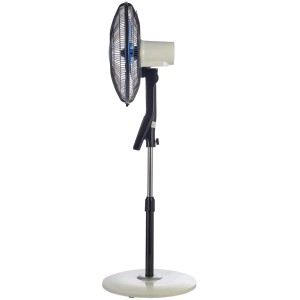 Bimar Standventilator VP455T, beige-schwarz, Metall, 40 cm Durchmesser, mit rundem Standfuss, Seitenansicht.