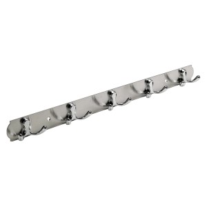Hettich Garderobenleiste verchromt mit 5 Haken zur Wandmontage.
