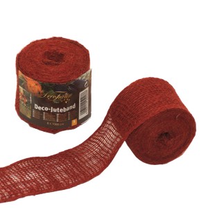 Rotolo di nastro di iuta Videx Garden rosso, 6 cm di larghezza, 10 m di lunghezza, per giardino e decorazioni.