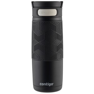 Thermos Contigo Transit nero opaco, 470 ml, con chiusura Autoseal e impugnatura morbida.