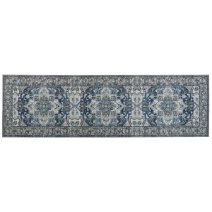 Tappeto passatoia Kottar, 60x200 cm, con motivo orientale grigio e blu.