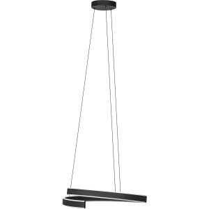 Moderna lampada a sospensione a LED Andabaia-Z di Eglo in bianco e nero. Illuminazione smart per soggiorno e sala da pranzo.