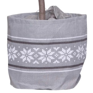 Cache-pot en jute grise Norweger Ø 38 cm avec motif hivernal pour plantes en pot.