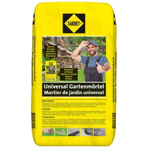 Sacco di malta universale da giardino Sakret BM 20 kg, giallo. Malta secca versatile per giardino e paesaggio.