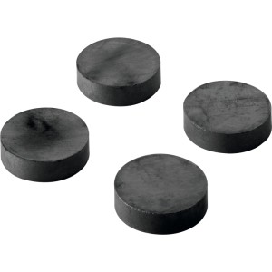 Quatre aimants noirs ronds Hettich en métal pour tableau d'affichage, Ø 30 mm.