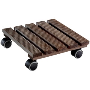 Wagner Kübelroller Country marrone scuro, 28x28 cm, in legno FSC® con quattro ruote.