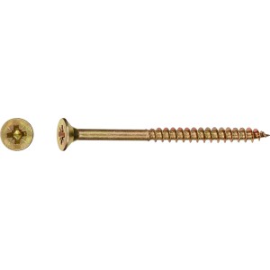 Vite per truciolare LUX zincata gialla 4x50 mm con testa svasata e attacco PZ, 500 pezzi.