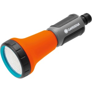 Doccetta per irrigazione Gardena arancione e grigia, ideale per l'irrigazione del giardino.