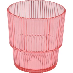 Gobelet rose en polystyrène, 325 ml, avec motif rayé. Vaisselle pour fêtes et usage quotidien.