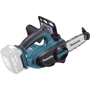 Détail de la tronçonneuse à batterie Makita DUC122Z (18V, nue).