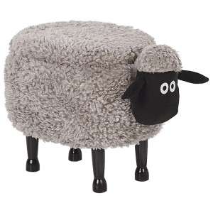 Tabouret enfant Beliani Sheep gris avec rangement, revêtement en tissu et pieds en bois.