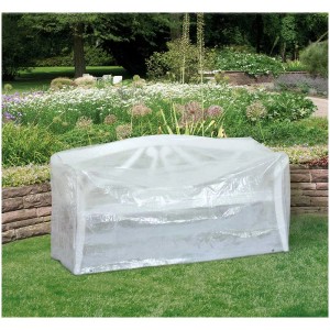 Copertura trasparente in tessuto PE per panca da giardino. Impermeabile e resistente ai raggi UV.
