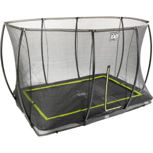 Trampolino rettangolare da giardino EXIT Silhouette 214x305 cm con rete di sicurezza nera.