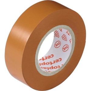 Rouleau de ruban isolant OBI, marron, 15 mm de large et 10 m de long, pour installation électrique.