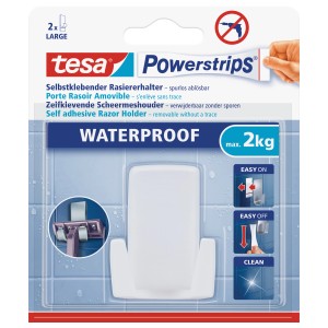 Porta rasoio Tesa, bianco, autoadesivo e impermeabile per bagno e doccia.