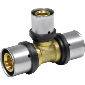 Press-Reduzier T-Stück aus Messing, 20 x 16 x 20 mm, für Heizung und Trinkwasser.