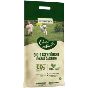 Sac d'engrais bio pour gazon Schweizer Clever Nature, 4 kg, pour environ 50 m² de pelouse.