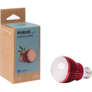 Lampada LED per piante Parus Winter 7W E27 con confezione. Corpo in alluminio anodizzato rosso, luce bianca per la crescita delle piante.