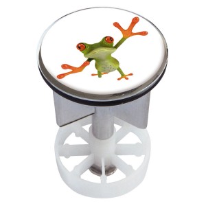Tappo lavandino con rana, tappo eccentrico per scarico 38-40 mm.
