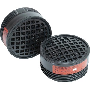 Double filtre LUX A1 pour masque respiratoire, pour la protection contre les gaz et vapeurs organiques.