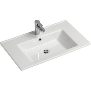 Vasque en céramique Pelipal Quantum Kompakt, blanc, avec robinet. Vasque à encastrer pour salle de bain.
