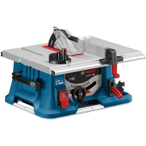 Sega circolare da tavolo Bosch Professional GTS 635-216 in blu e argento, con protezione lama.