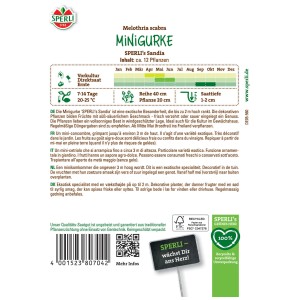 Sperli Graines de mini-concombre 'Sperli's Sandia' pour 12 plantes. Légumes pour jardin et serre.