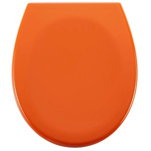 Sedile WC arancione Diaqua Barbana con chiusura rallentata.