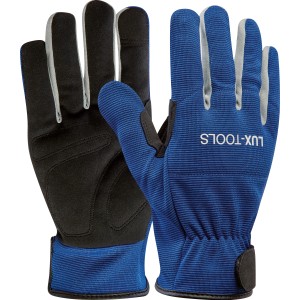Guanti da lavoro LUX Tough taglia 10, blu/nero, robusti e ideali per lavori con utensili.