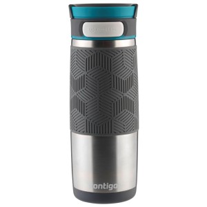 Contigo Thermobecher Transit, nero-turchese, 470ml, a prova di perdite e isolante.