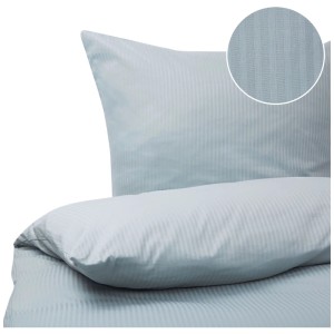Set biancheria da letto Beliani Avondale grigio in raso di cotone con motivo a righe, set con copripiumino e federa.