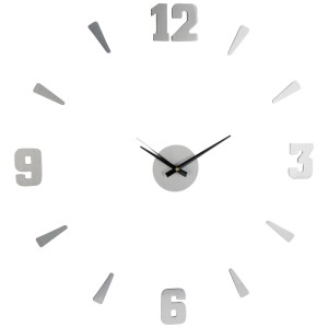 Orologio da parete adesivo fai-da-te argento con numeri e marcatori.