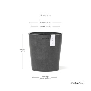 Pot pour orchidées Ecopots Morinda, gris foncé, 14 cm. Idéal pour les orchidées et les herbes aromatiques, pour l'intérieur et l'extérieur.