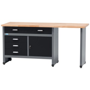 Banco da lavoro Küpper modello 12030 con cassetti, anta e piano in faggio.