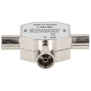 Schwaiger splitter antenna a 2 vie, argento, per connessione TV.