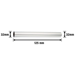 Tube plongeur chromé, Ø 32 mm x 300 mm, pour rallonge de siphon.