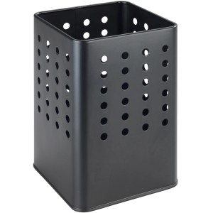 Portautensili Wenko Silio nero opaco con motivo a fori per utensili da cucina.