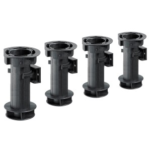 Set piedini regolabili Hettich, 4 piedini in plastica nera con clip per mobili da cucina.