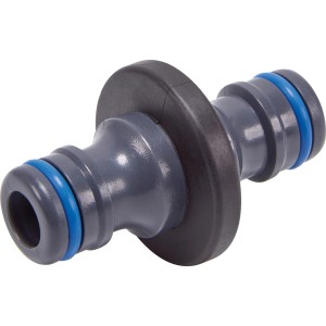 Raccord de tuyau LUX pour système enfichable, gris, en plastique pour tuyaux d'arrosage.