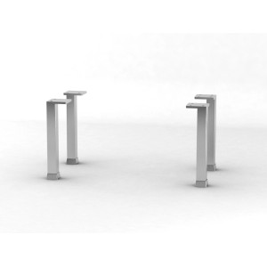 Ensemble de 4 pieds argentés avec vis pour meubles de salle de bain.