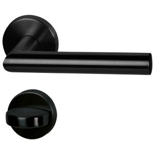 Set rosetta Fair I per porte bagno/WC, acciaio inox nero, con serratura WC.
