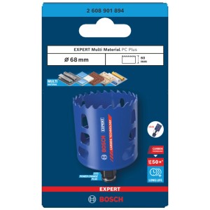 Tazza a corona Bosch Expert Multi Material PC Plus Ø 68 mm, adatta per legno, pietra, metallo e plastica.