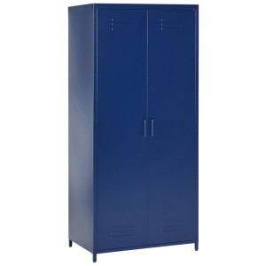 Armadio guardaroba in metallo blu Beliani Varna, 171x76x50cm, per ufficio.