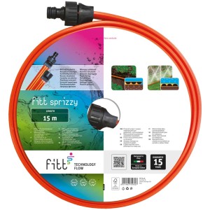 Tubo spruzzatore arancione Sprizzy, 15 m, per irrigazione delicata del giardino.