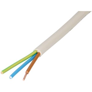 Câble TT gris CH-N1VV-U 3x2,5 mm² avec trois conducteurs pour installation domestique.